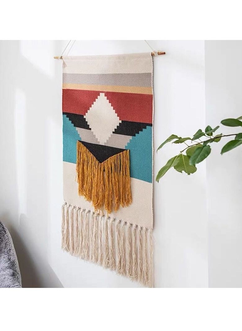 Mei Lifestyle Handwoven Bohemian Style Hanging Tapestry For Home Decoration (Size 70×50+20CM Tassel)  - Image 1