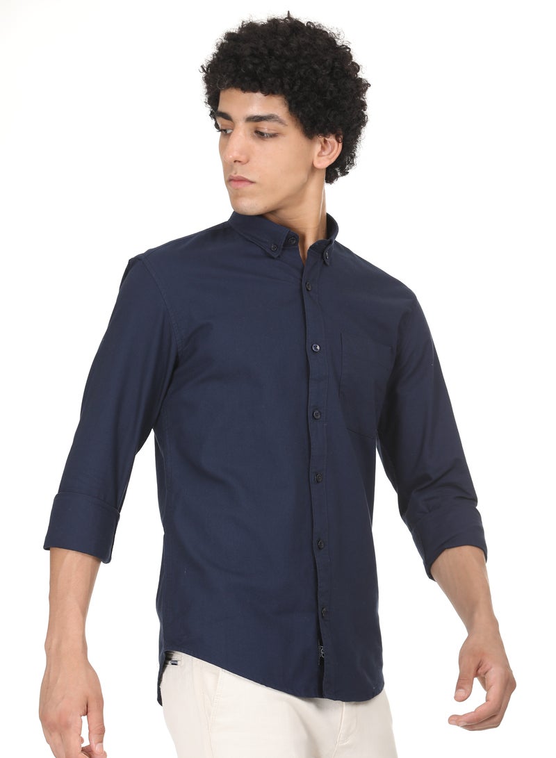 ملابس RSO قميص أكسفورد من القطن الصلب للرجال من RSO Outfits (أزرق داكن) - Image 2