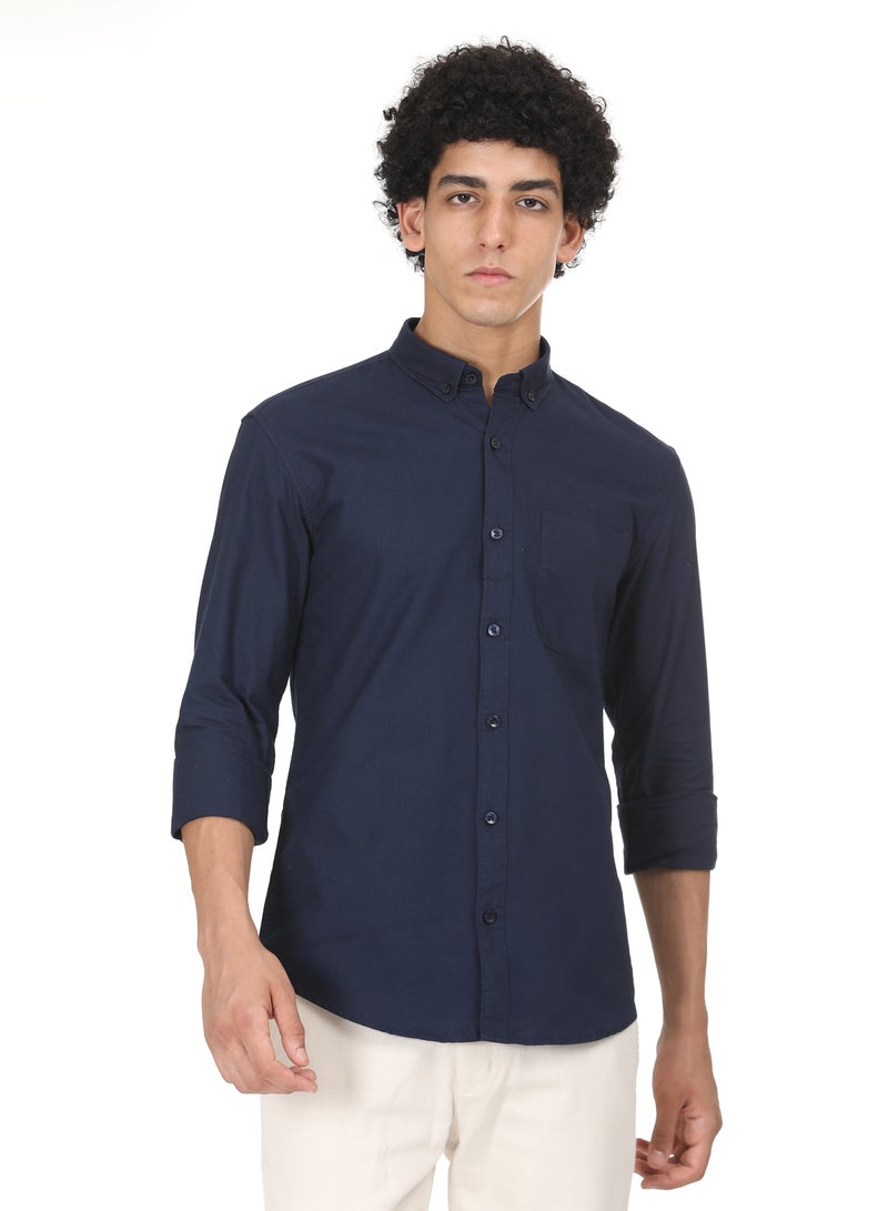ملابس RSO قميص أكسفورد من القطن الصلب للرجال من RSO Outfits (أزرق داكن) - Image 1
