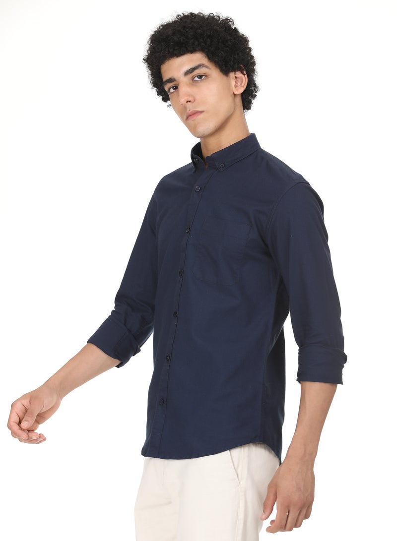 ملابس RSO قميص أكسفورد من القطن الصلب للرجال من RSO Outfits (أزرق داكن) - Image 3
