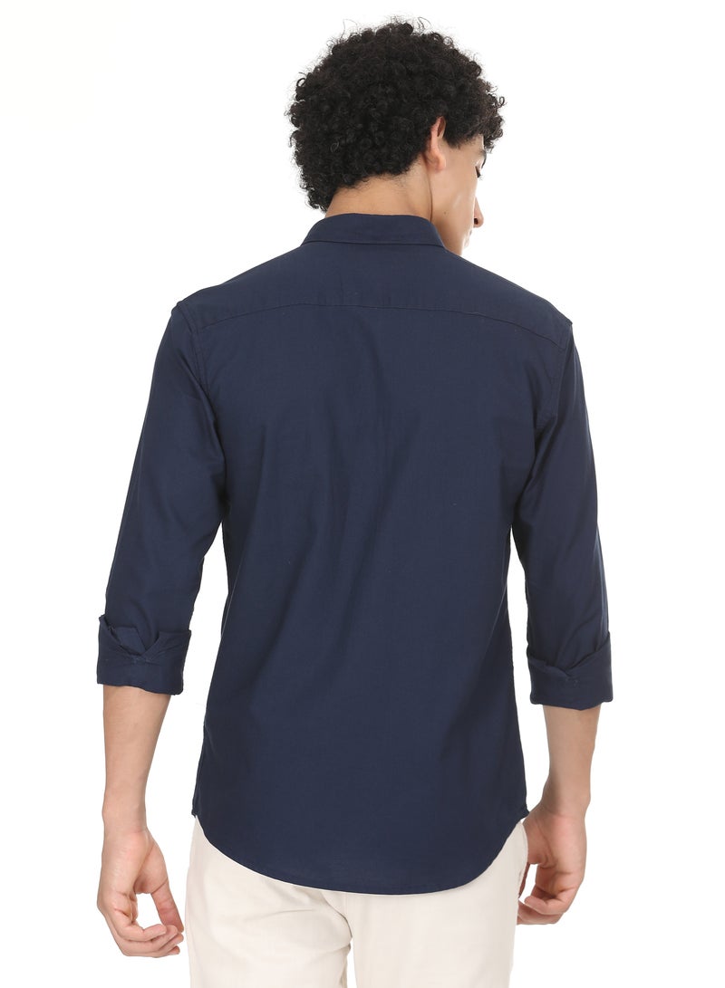 ملابس RSO قميص أكسفورد من القطن الصلب للرجال من RSO Outfits (أزرق داكن) - Image 4