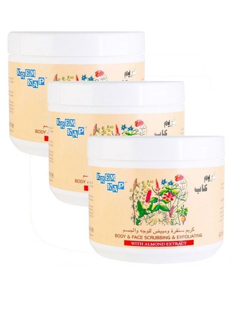 Pack of 3 Body And Face Scrubbing And Exfoliating Cream With Almond Extract