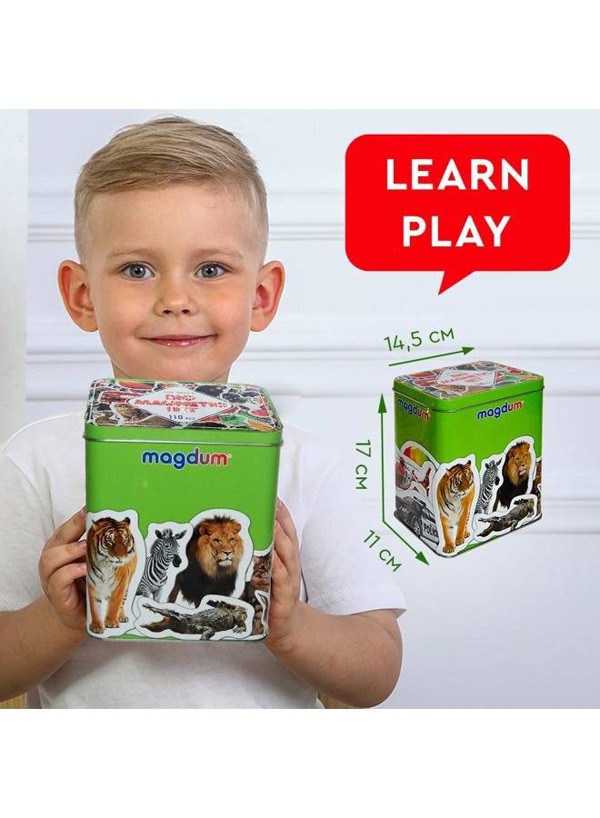 Magdum 110 Fridge Magnets - Toddler Magnets for Refrigerator - Magnetic Animals in Gift Tin Box - Image 2