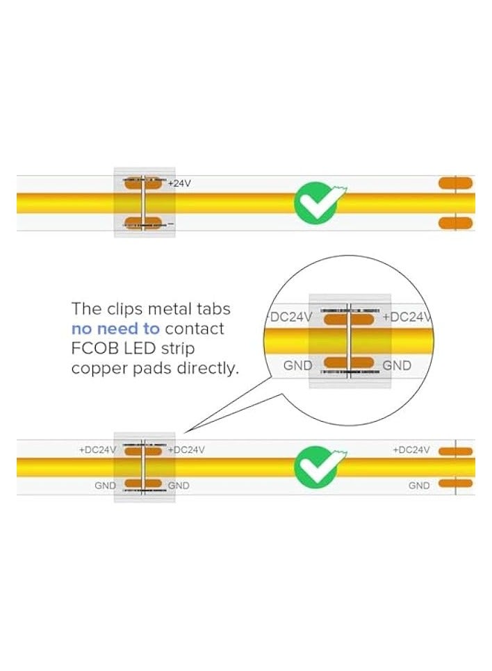 erorex COB 8mm 0.31in Connector Kit Transparent Connector 5pcs 15cm Long 20AWG Extension Wires for Non-Wired Gapless Solderless, Single Color Strip Corner Connection (Size : 10MM) - Image 4
