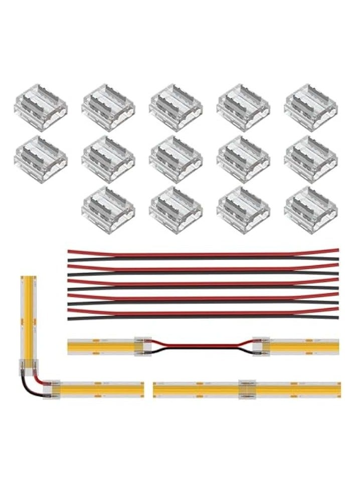 erorex COB 8mm 0.31in Connector Kit Transparent Connector 5pcs 15cm Long 20AWG Extension Wires for Non-Wired Gapless Solderless, Single Color Strip Corner Connection (Size : 10MM) - Image 1
