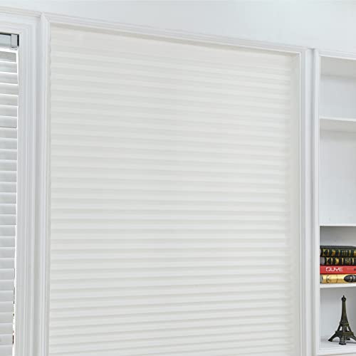 JstDoit Vertical Pleated Temporary Blinds No Drilling Self Adhesive Easy to Install Fits Blinds Window Roller for Bathroom Kitchen Living Room Office (White), 60*150cm - Image 3