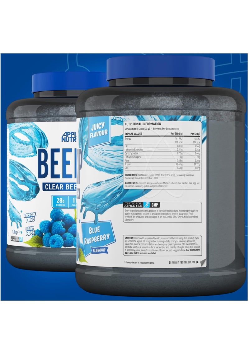 Applied Nutrition Beef Xp Clear protein isolate (Blue Raspberry flavour) 1.8 kg - 28g Protein, Lactose Free, Dairy free - Image 4