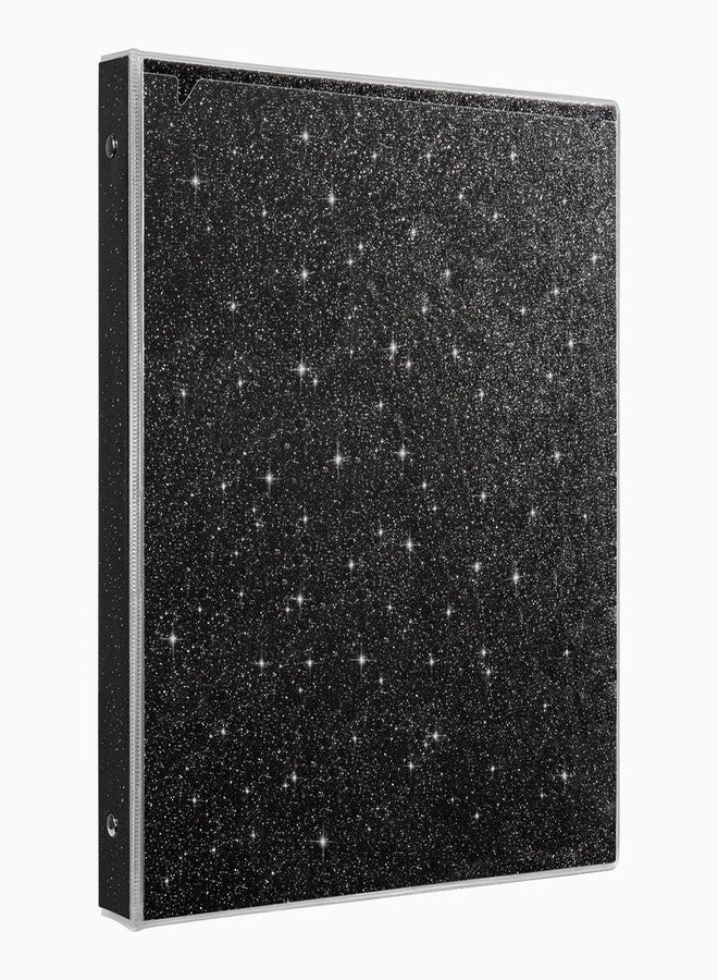 EYROZILL 3 Ring Binders 1 Inch Back to School Supplies Glitter Three Ring Binder to Hold 300 Sheets, Black - Image 1