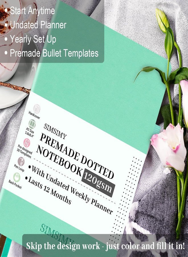 SIMSIMY Premade Bullet Dotted Journal Notebook, Pre-made Dot Grid Journaling with Undated Weekly & Monthly Planner - 12 Month Organization for Habit / Mood / Meals / Sleep / Exercise Trackers, - Image 2