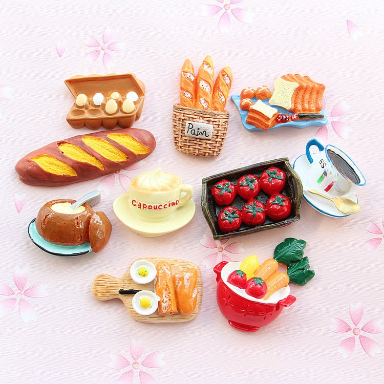 Resin Simulation Bread Lobster Food Decorative Fridge Magnet and DIY Phone Case Jewelry Accessories mixed batch 