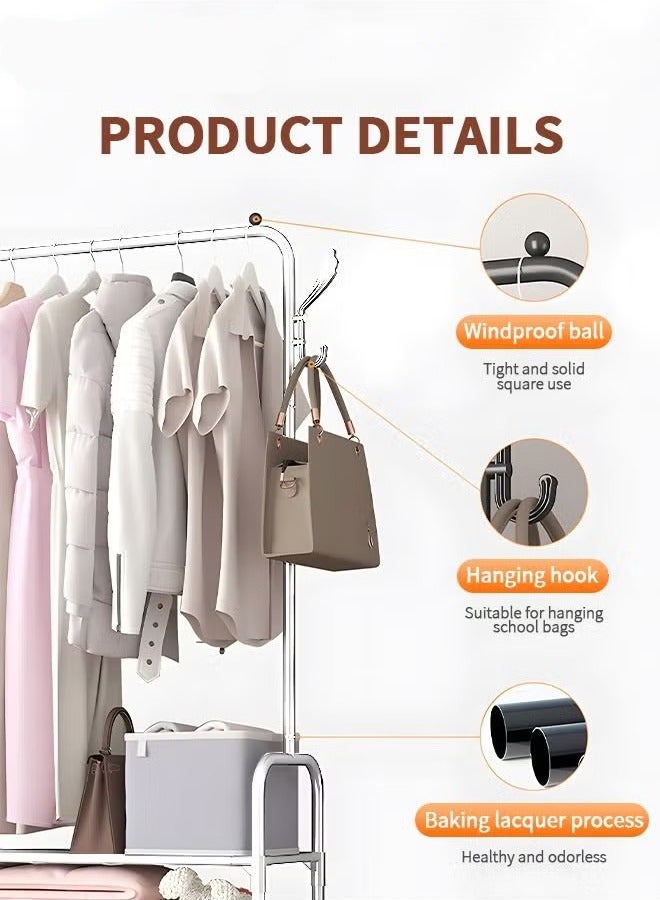 بيوينتي حامل أحذية من 5 طبقات مع معطف الرف شجرة قاعة معدنية خفيفة الوزن منظم حامل أحذية متحركة معدن متعدد الوظائف رصيف أحذية الرف لغرفة النوم شقة المسكن والمدخل - Image 5