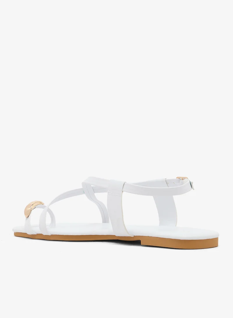 Ginger  Gold Toe Ring Strap Detail Flat Sandals for Women | Best Price UAE