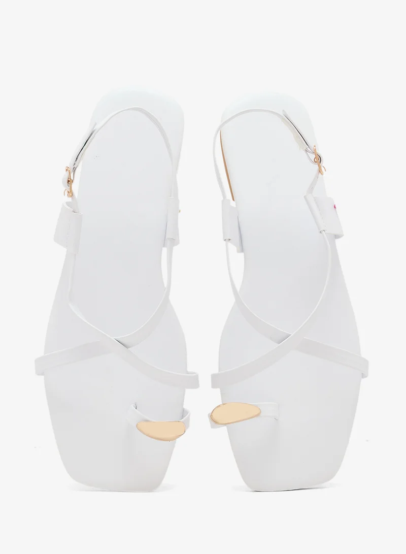 Ginger  Gold Toe Ring Strap Detail Flat Sandals for Women | Best Price UAE