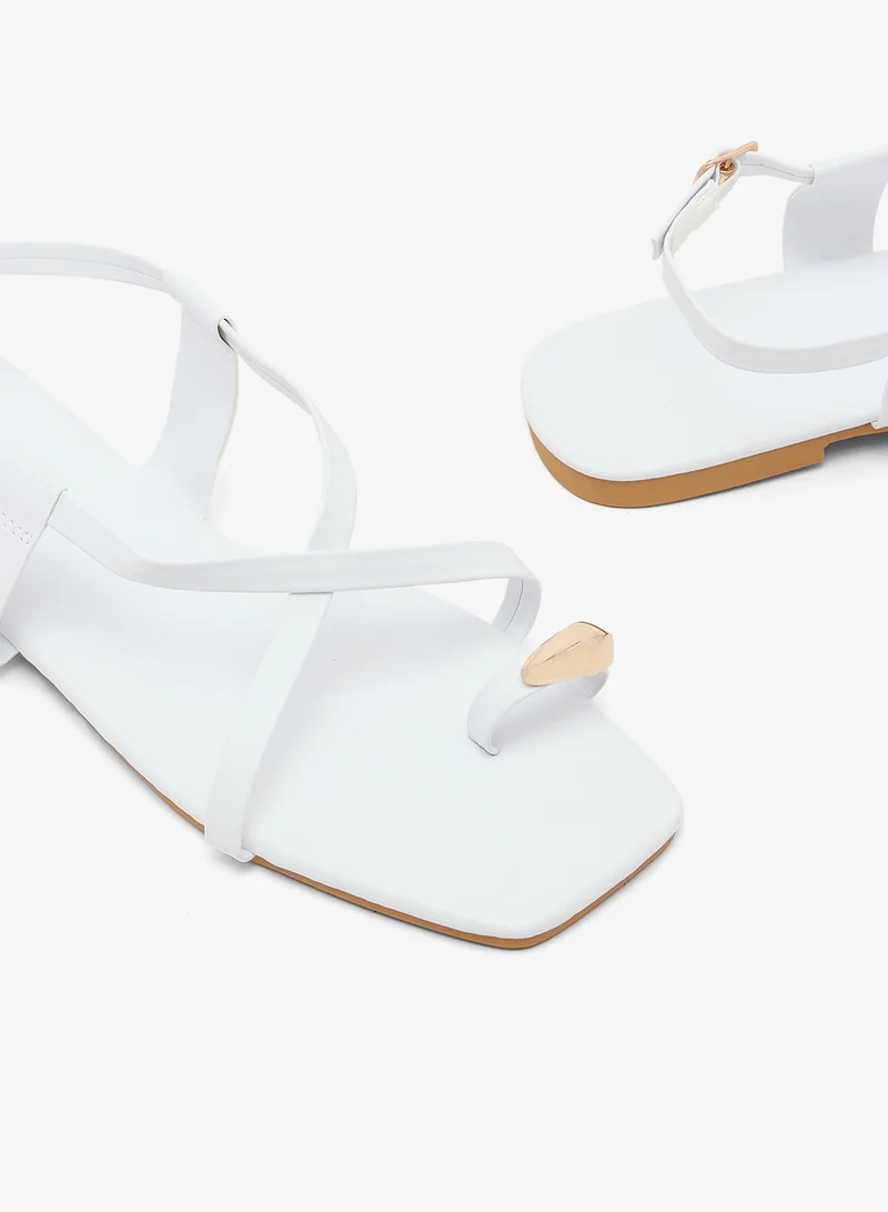 Ginger  Gold Toe Ring Strap Detail Flat Sandals for Women | Best Price UAE