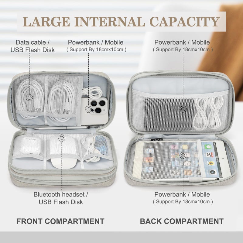 Waterproof Travel Cable Organizer Bag with Double Layer Storage for Cords, Chargers, Phone and Earphone - Image 3