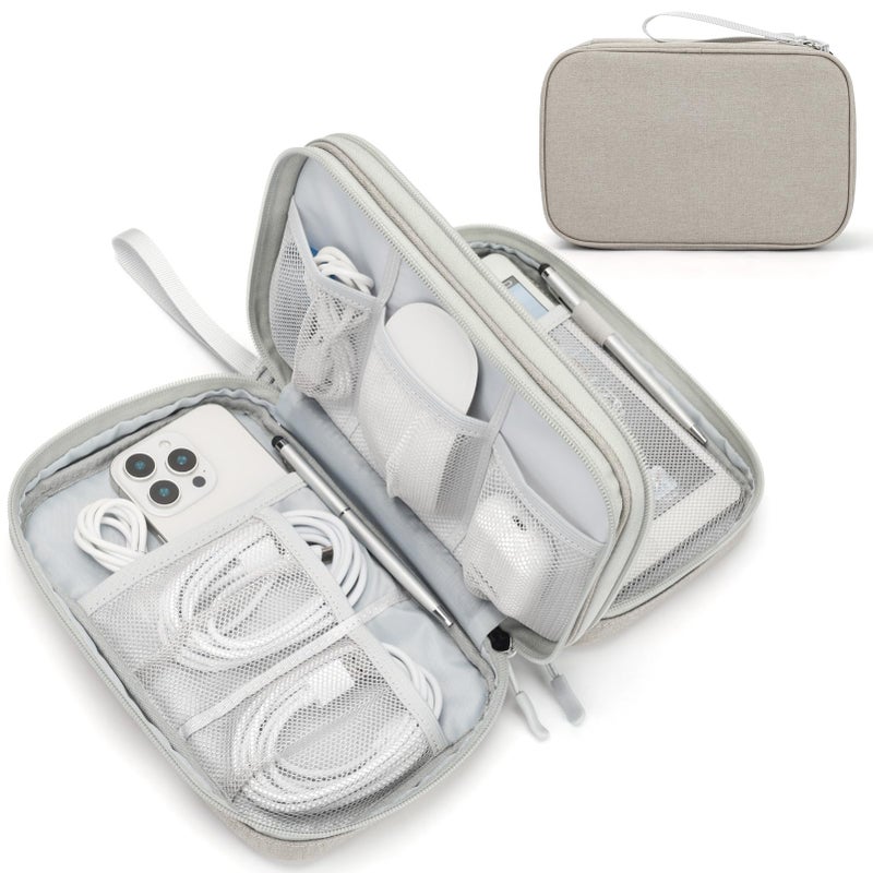Waterproof Travel Cable Organizer Bag with Double Layer Storage for Cords, Chargers, Phone and Earphone - Image 1