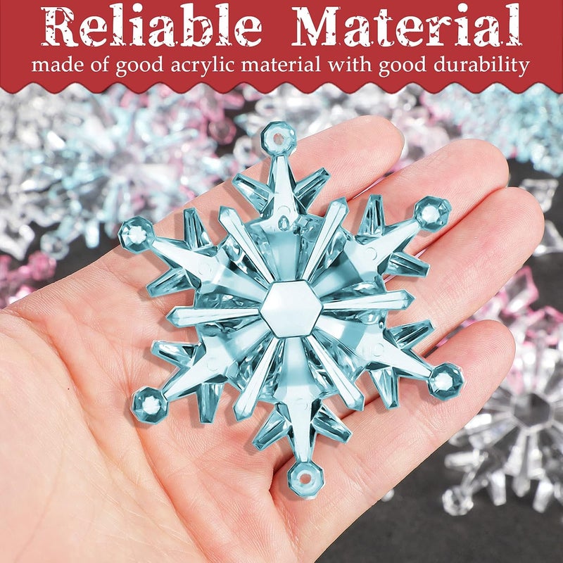 Sumind 45 Pieces Christmas Acrylic Snowflake Ornaments 3 Styles Crystal Snowflakes Clear Snowflakes Xmas Tree Pendant for Christmas Winter Snow Theme DIY Decorations - Image 4