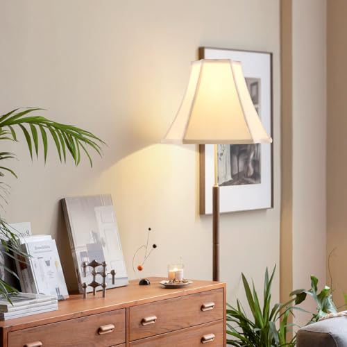 PIKOPIKO Pure White Linen Square Cut Corner Bell Lamp Shade Medium Lampshade 6.25×6.25''Top13×13''Bottom×11''Hight(Spider) Rustic Lamp Shade for Table & Floor Lamp - Lampshade Replacement - Image 4