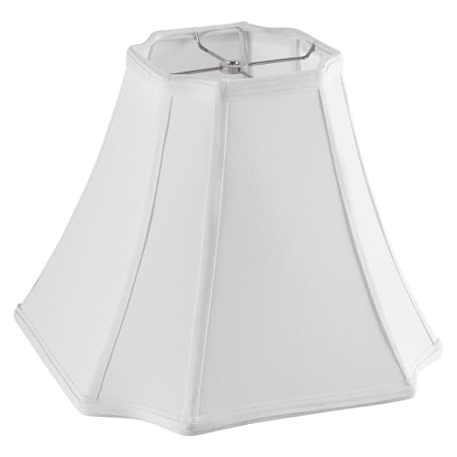 PIKOPIKO Pure White Linen Square Cut Corner Bell Lamp Shade Medium Lampshade 6.25×6.25''Top13×13''Bottom×11''Hight(Spider) Rustic Lamp Shade for Table & Floor Lamp - Lampshade Replacement - Image 1
