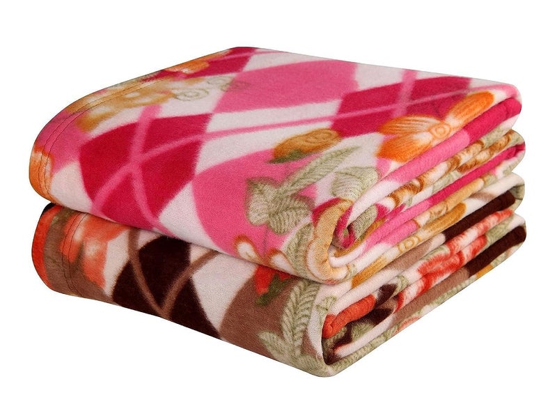 PEPONI Pack of 2 All Season Multipurpose Polar Fleece Special Heavy Winter Light Weight Polar Fleece Blanket for Bed Warm Cozy Multicolor AC Blanket (Single Bed 60X90 Inches) - Image 2