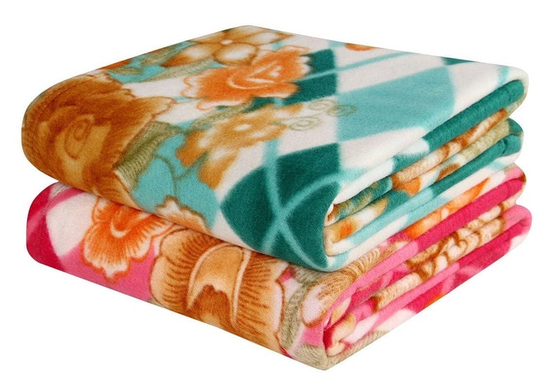 PEPONI Pack of 2 All Season Multipurpose Polar Fleece Special Heavy Winter Light Weight Polar Fleece Blanket for Bed Warm Cozy Multicolor AC Blanket (Single Bed 60X90 Inches) - Image 1