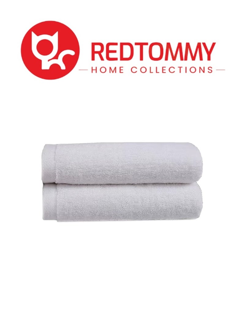 REDTOMMY عبوة من 2 - منشفة يد - 100% قطن حجم متوسط (50x100 سم) عالية الامتصاص ومتينة للغاية، اللون - أبيض - Image 1