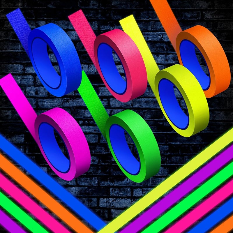 Whaline 6 Colors Neon Gaffer Cloth Tape Fluorescent Rainbow Color UV Blacklight Glow in The Dark Tapes Neon Duct Reflective Tapes for Party Supplies (1 Inch x 60 Ft) - Image 4