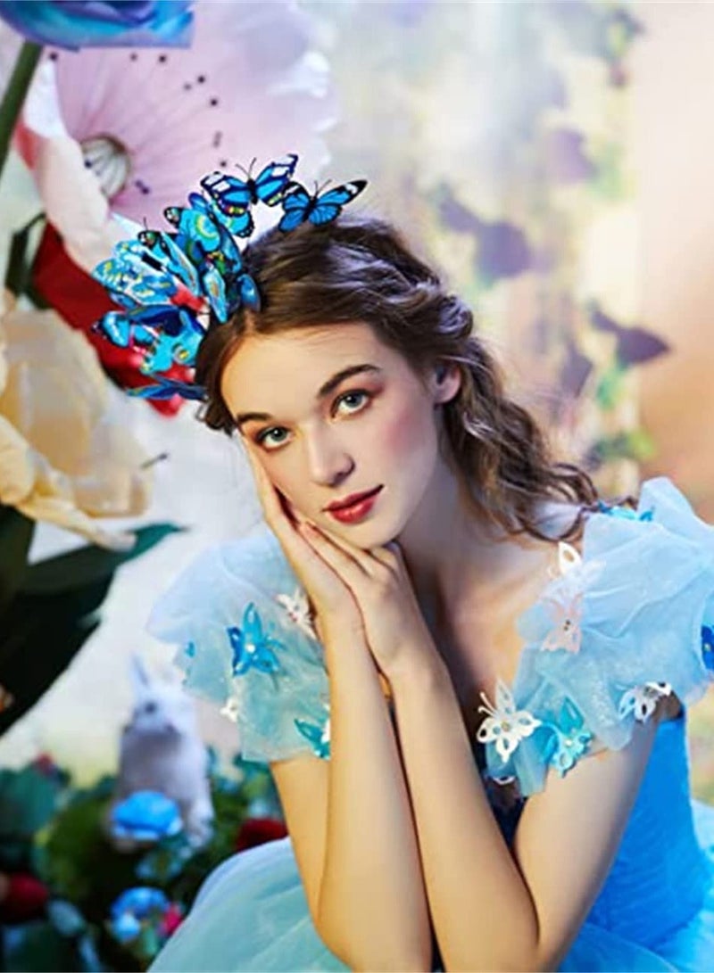 Bohemian Butterfly Fascinator Hat - Elegant Blue Headband for Bridal, Prom, Birthday, Cosplay, Tea Party - Stylish Hair Accessories for Women & Girls  - Image 2
