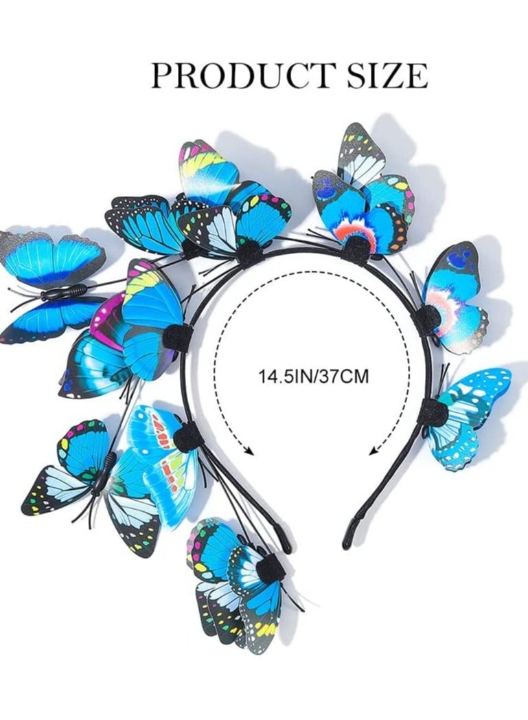 Bohemian Butterfly Fascinator Hat - Elegant Blue Headband for Bridal, Prom, Birthday, Cosplay, Tea Party - Stylish Hair Accessories for Women & Girls  - Image 4