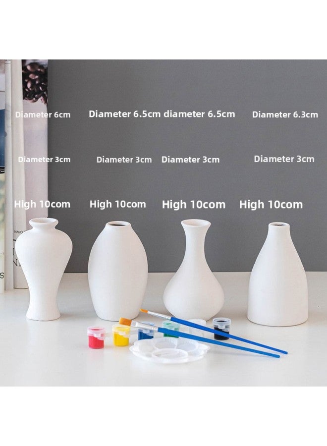 Beauenty Gypsum White Embryo Painted Vase Art Semi-finished Material Children's Plain Coloring Mold Parent-Child Coloring Hair-Color:Medium Vase Set With Pigment Refills  - Image 1