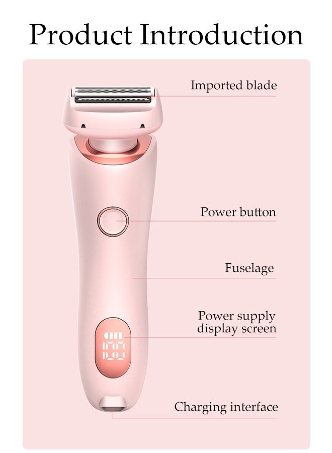 DUNISO Women's Electric Shaver, Painless 2-In-1 Wet And Dry Shaver, Portable Waterproof Bikini Trimmer For Removing Body Hair On Legs, Underarms, Armpits, Face, Pink - Image 3