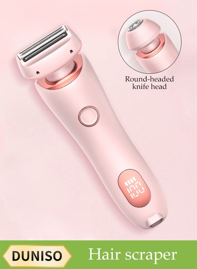 DUNISO Women's Electric Shaver, Painless 2-In-1 Wet And Dry Shaver, Portable Waterproof Bikini Trimmer For Removing Body Hair On Legs, Underarms, Armpits, Face, Pink - Image 1