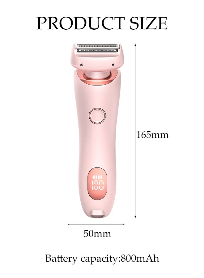 DUNISO Women's Electric Shaver, Painless 2-In-1 Wet And Dry Shaver, Portable Waterproof Bikini Trimmer For Removing Body Hair On Legs, Underarms, Armpits, Face, Pink - Image 2