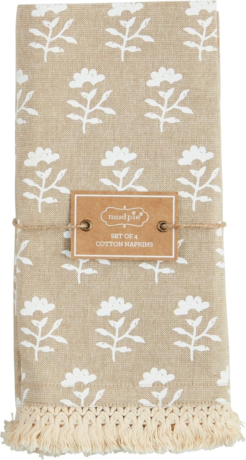 Mud Pie Fringe Trim Cloth Napkin 18 x 18