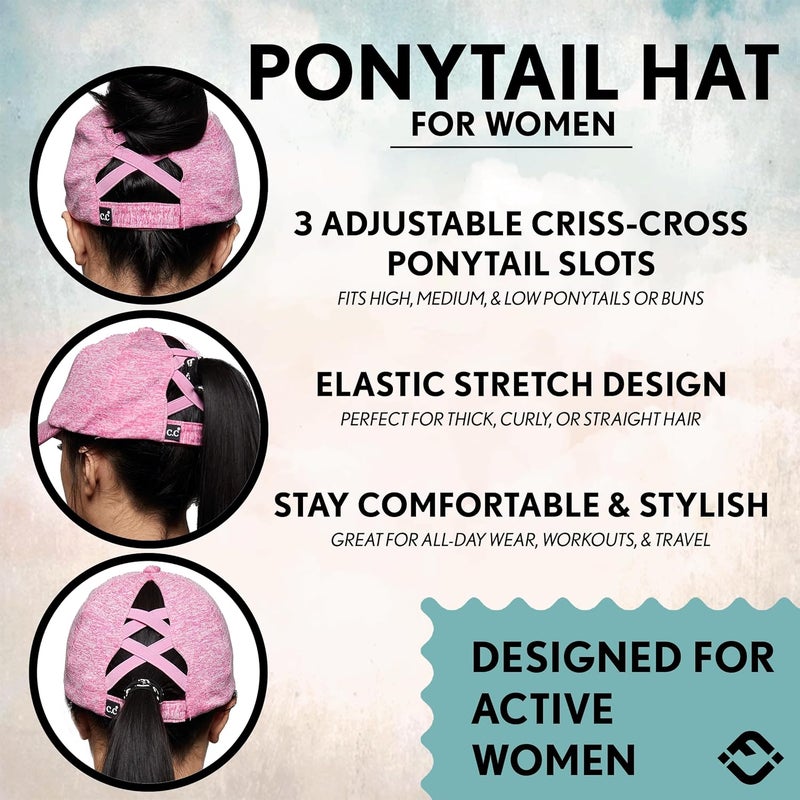 Funky Junque Ponytail Hat for Women - Baseball Cap with Adjustable Fit & High Pony Tail Criss Cross Back for Everyday Wear - Image 3