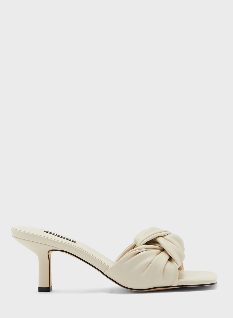 NINE WEST Faux Leather Front Knot Heel Sandals