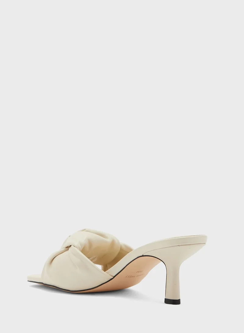 NINE WEST Faux Leather Front Knot Heel Sandals