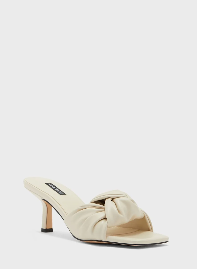 NINE WEST Faux Leather Front Knot Heel Sandals