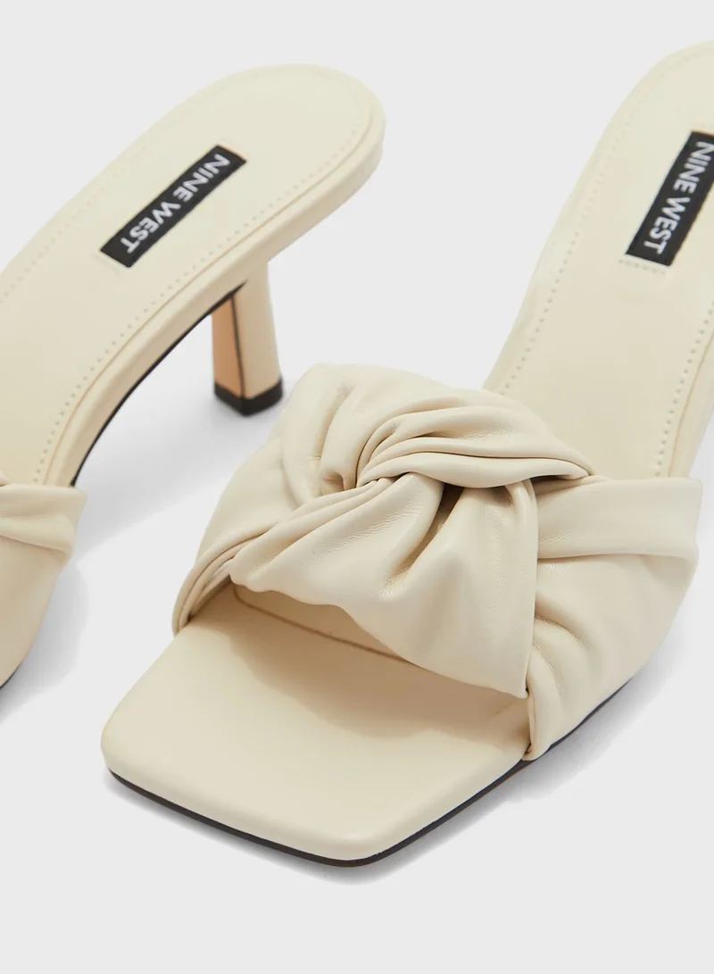 NINE WEST Faux Leather Front Knot Heel Sandals