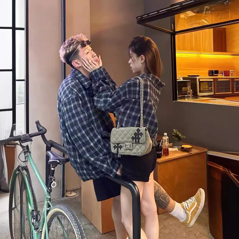 Plaid Long Sleeve Shirt Japanese Style Hong Kong Style Ins Loose Shirt Men'S And Women'S Summer Trendy Couple'S All-Match Casual Jacket - Image 3