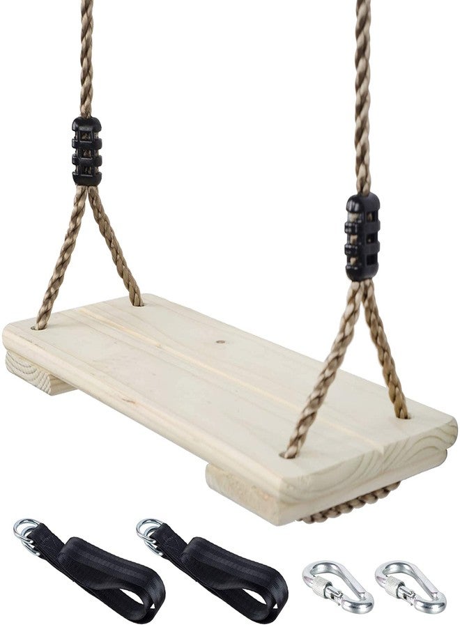 NOSTIFY Wooden Swing Seat, Nostalgic Outdoor Wood Swing for Kids , Tree Straps Set Accessories for Backyard Patio Garden Playground, Height Adjustable (Raw wood) - Image 1