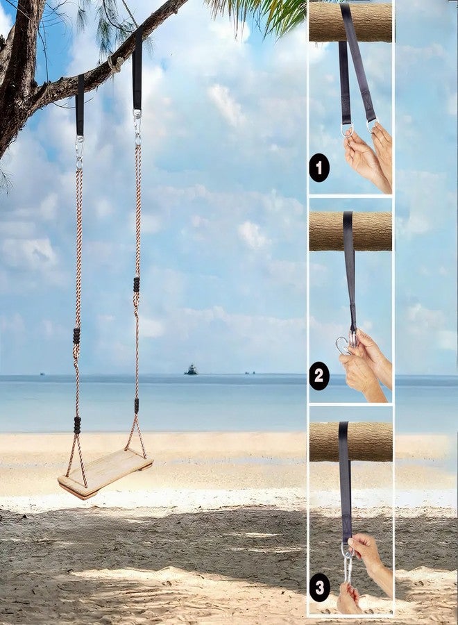 NOSTIFY Wooden Swing Seat, Nostalgic Outdoor Wood Swing for Kids , Tree Straps Set Accessories for Backyard Patio Garden Playground, Height Adjustable (Raw wood) - Image 4