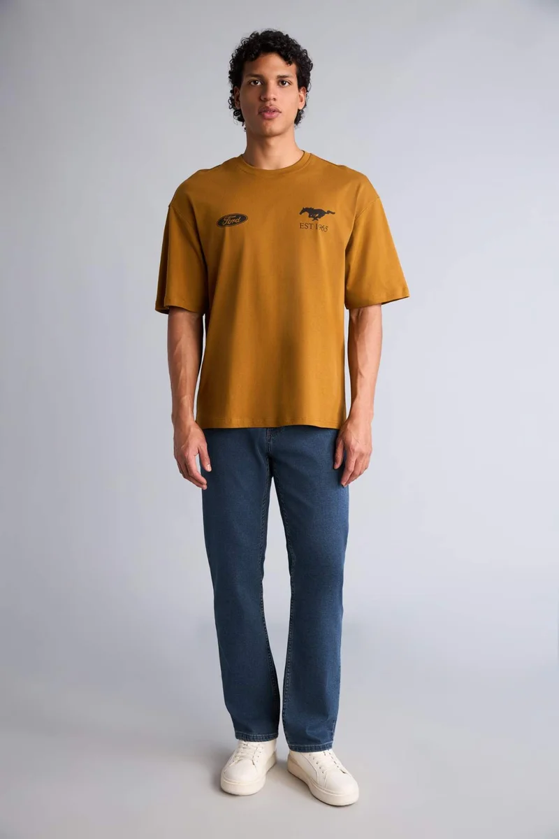 DeFacto Boxy Fit Crew Neck Printed Short Sleeve T-Shirt