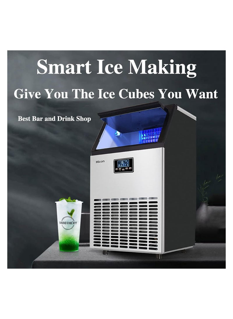 Generic Ice Maker Commercial Self Cleaning Ice Maker Produces 80kg in 24 Hours Holds 15kg Ice Storage Capacity Freestanding Restaurant Home Food Truck Use  - Image 2