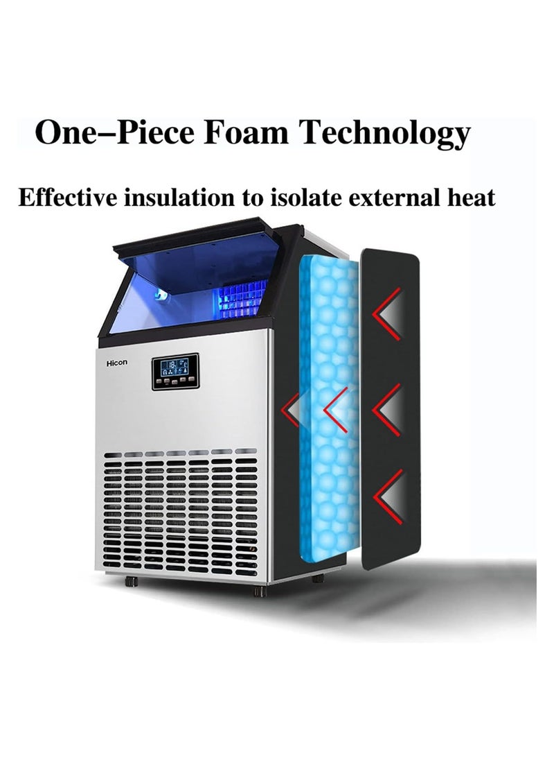 Generic Ice Maker Commercial Self Cleaning Ice Maker Produces 80kg in 24 Hours Holds 15kg Ice Storage Capacity Freestanding Restaurant Home Food Truck Use  - Image 5