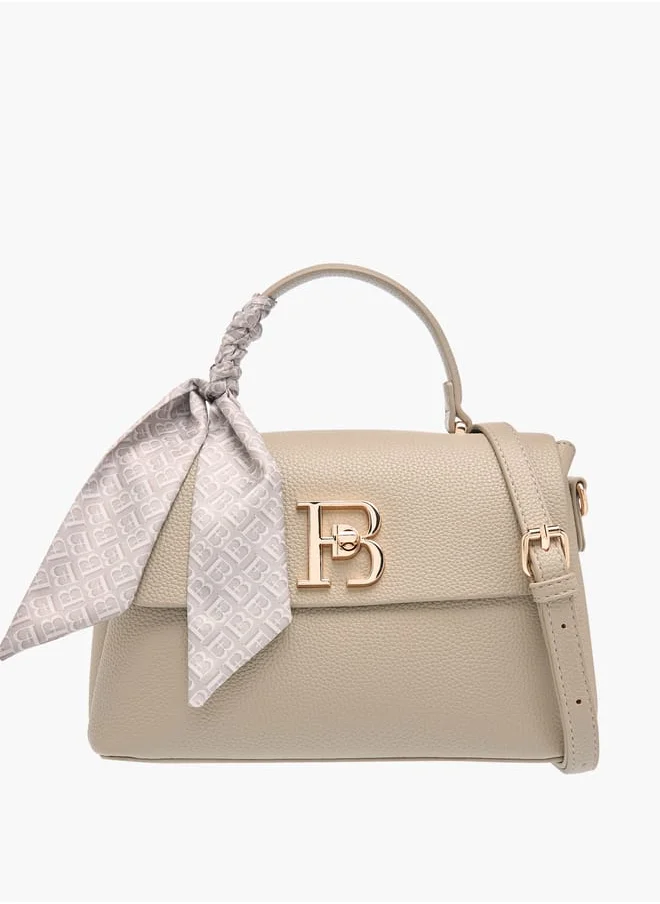 فلورا بيلا من شو إكسبرس Women's Textured Satchel Bag With Twist Lock Closure And Scarf Detail