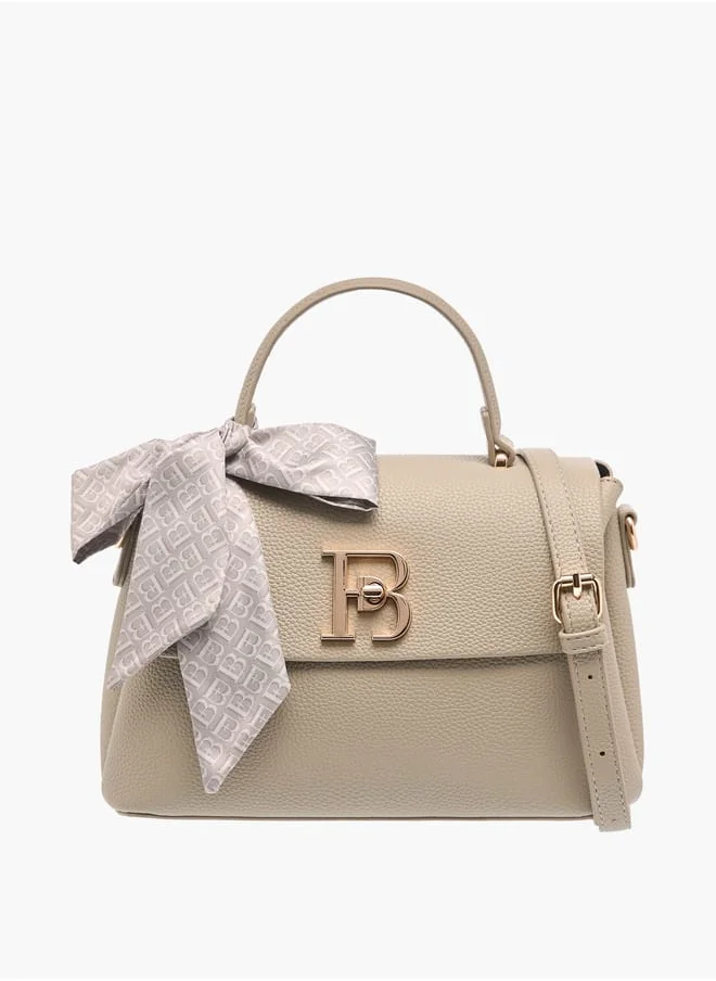 فلورا بيلا من شو إكسبرس Women's Textured Satchel Bag With Twist Lock Closure And Scarf Detail