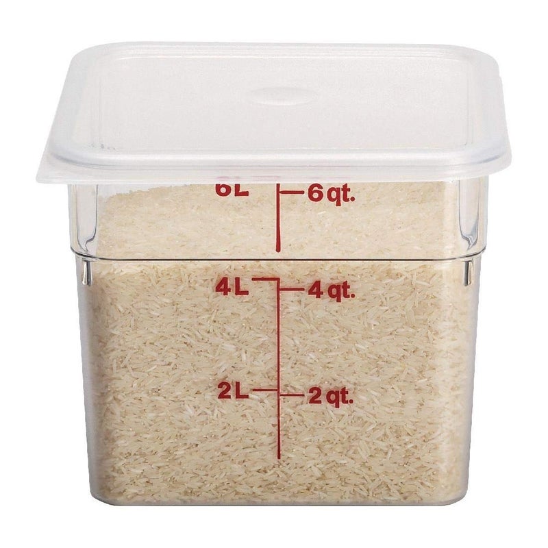 Cambro حاوية تخزين الطعام من كامبرو - سلسلة كلاسيكية مربعة - 6 QT (كوات) - درجة تجارية لتحضير الطعام (شفافة) - Image 3