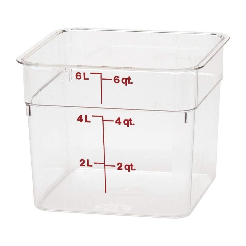 Cambro حاوية تخزين الطعام من كامبرو - سلسلة كلاسيكية مربعة - 6 QT (كوات) - درجة تجارية لتحضير الطعام (شفافة) - Image 1
