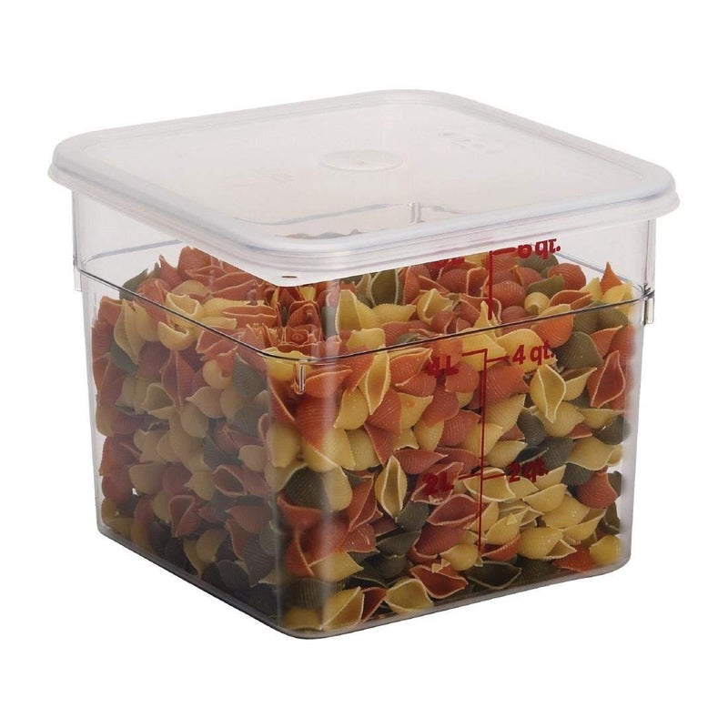 Cambro حاوية تخزين الطعام من كامبرو - سلسلة كلاسيكية مربعة - 6 QT (كوات) - درجة تجارية لتحضير الطعام (شفافة) - Image 2